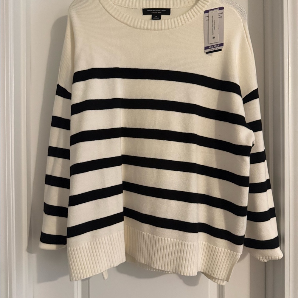 French Connection Black and White Striped Sweater